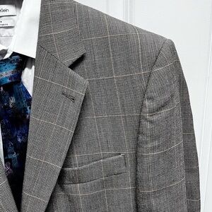 Jos. A. Bank men Glen plaid, silk and wool blazer, sportcoat, jacket, 42S